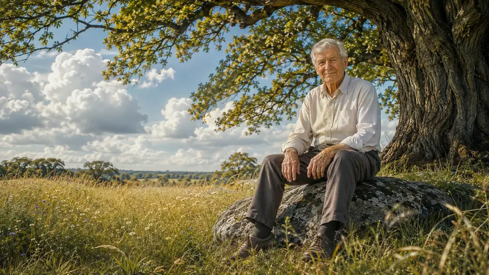 Beyond the hospital, golden grass. Beneath an immense tree, a familiar face.